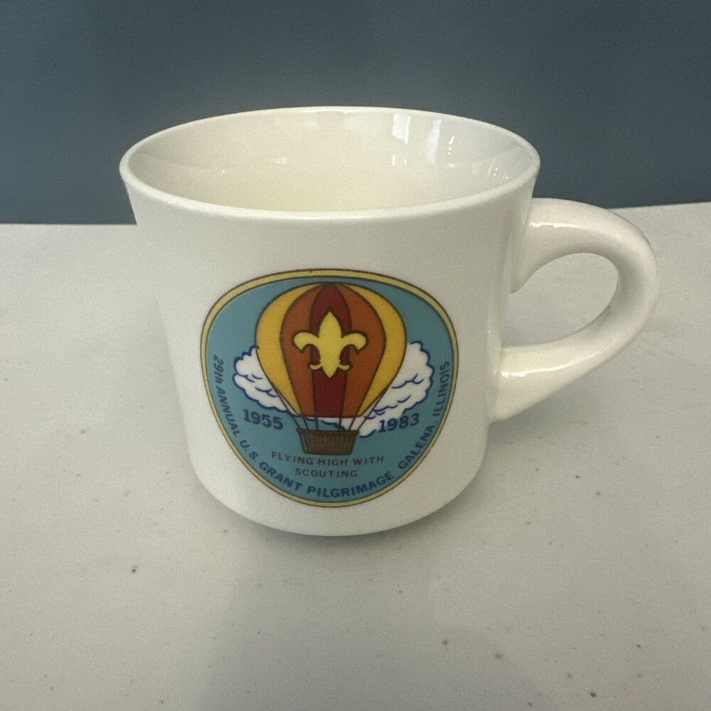 Vintage 1983 BSA BOY SCOUTS COFFEE MUG CUP US Grant Pilgrimage Galena Illinois